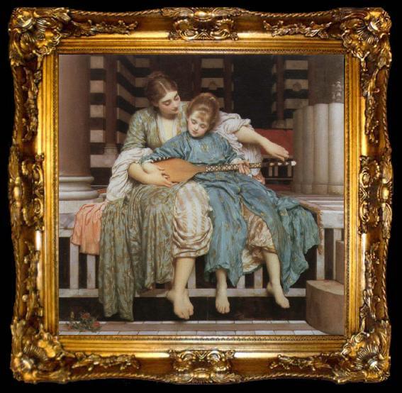 framed  Lord Frederic Leighton the music lesson, ta009-2